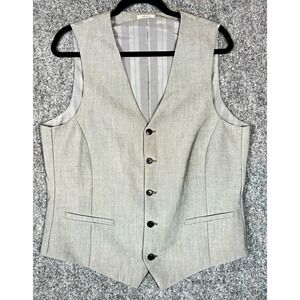 JF J.Ferrar Slim Fit Solid Gray Polyester Formal Vest Waistcoat, Men's M
